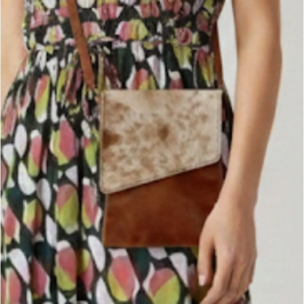 Kilele Hide Envelope Brown and Tan‎ Leather Messenger Crossbody Bag NWT
